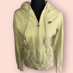 Women's Y2K Nike Embroidered Logo Neon Yellow Zip Up Jacket Vintage Silver Tag